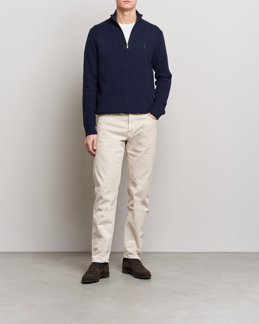 Homme | Pulls Et Tricots | Polo Ralph Lauren | Cotton/Wool Cable Half-Zip Hunter Navy