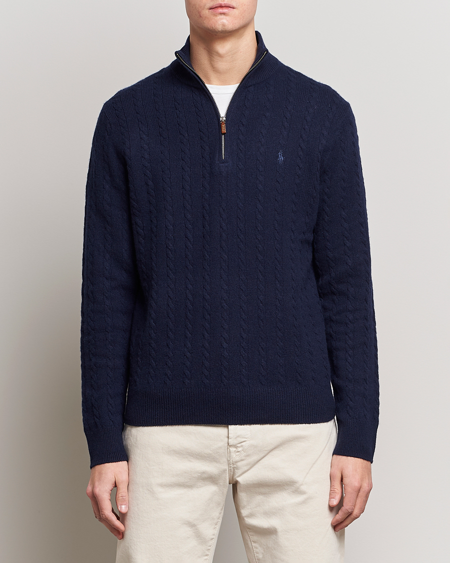 Homme | Pulls Et Tricots | Polo Ralph Lauren | Cotton/Wool Cable Half-Zip Hunter Navy