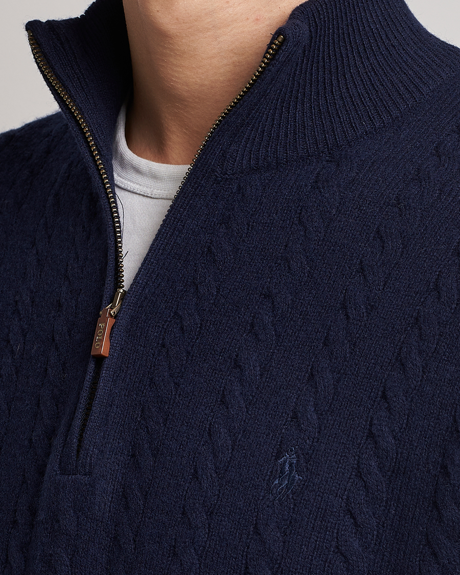 Homme | Pulls Et Tricots | Polo Ralph Lauren | Cotton/Wool Cable Half-Zip Hunter Navy