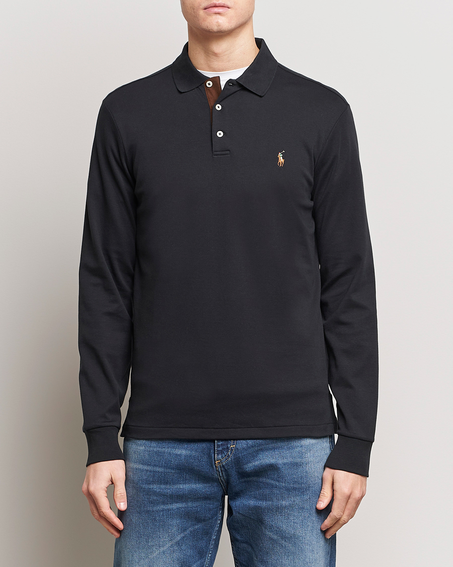 Homme | Soldes -30% | Polo Ralph Lauren | Luxury Pima Cotton Long Sleeve Polo Black
