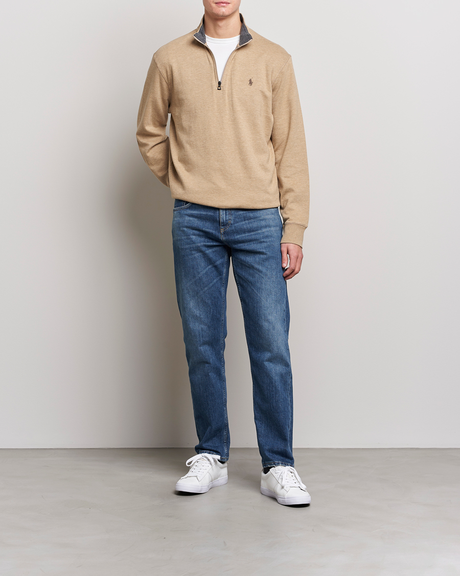 Homme | Pulls Et Tricots | Polo Ralph Lauren | Double Knit Half-Zip Sweater Café Tan Heather