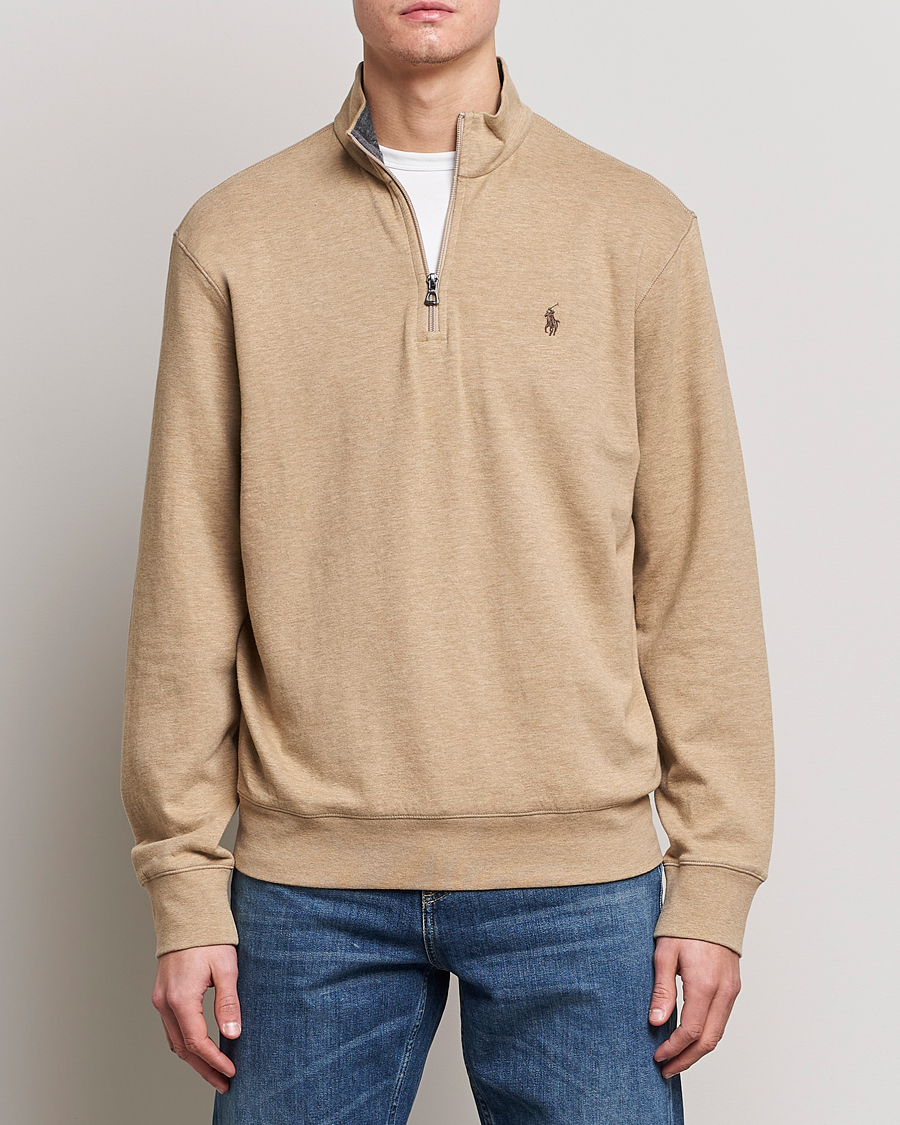 Homme | Pulls Et Tricots | Polo Ralph Lauren | Double Knit Half-Zip Sweater Café Tan Heather