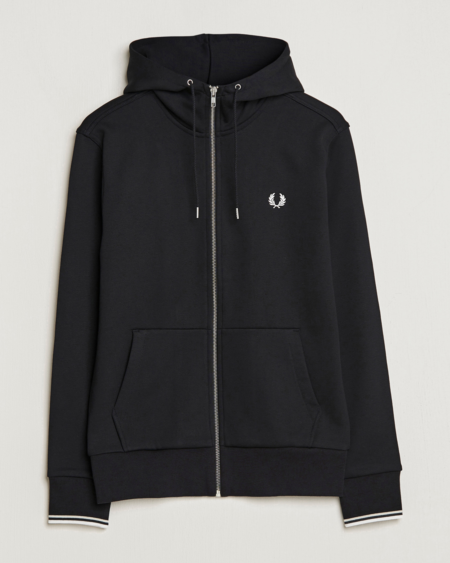Homme | Pulls Et Tricots | Fred Perry | Full Zip Hooded Sweatshirt Black
