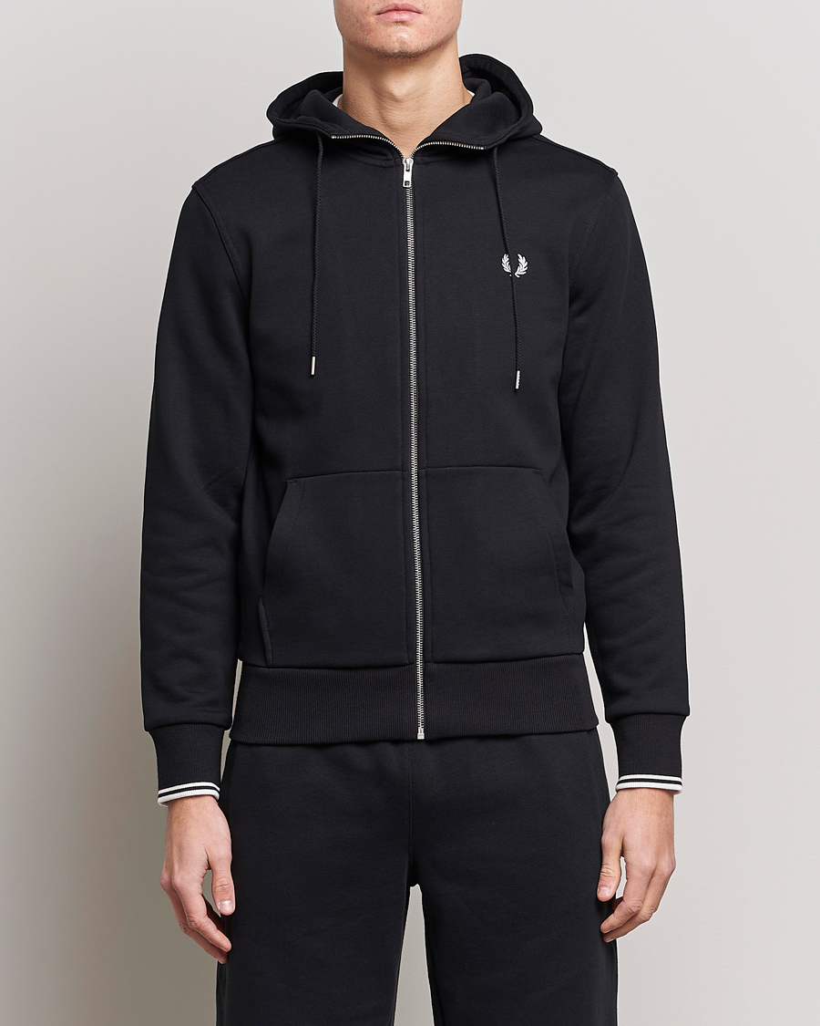 Homme | Pulls Et Tricots | Fred Perry | Full Zip Hooded Sweatshirt Black