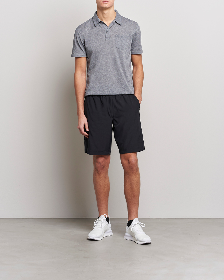 Homme | Polos | Sunspel | Active Pique Polo Grey Melange