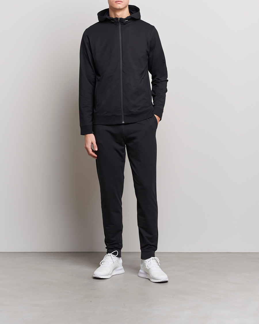 Homme | Pulls Et Tricots | Sunspel | Active Full Zip Hood Black