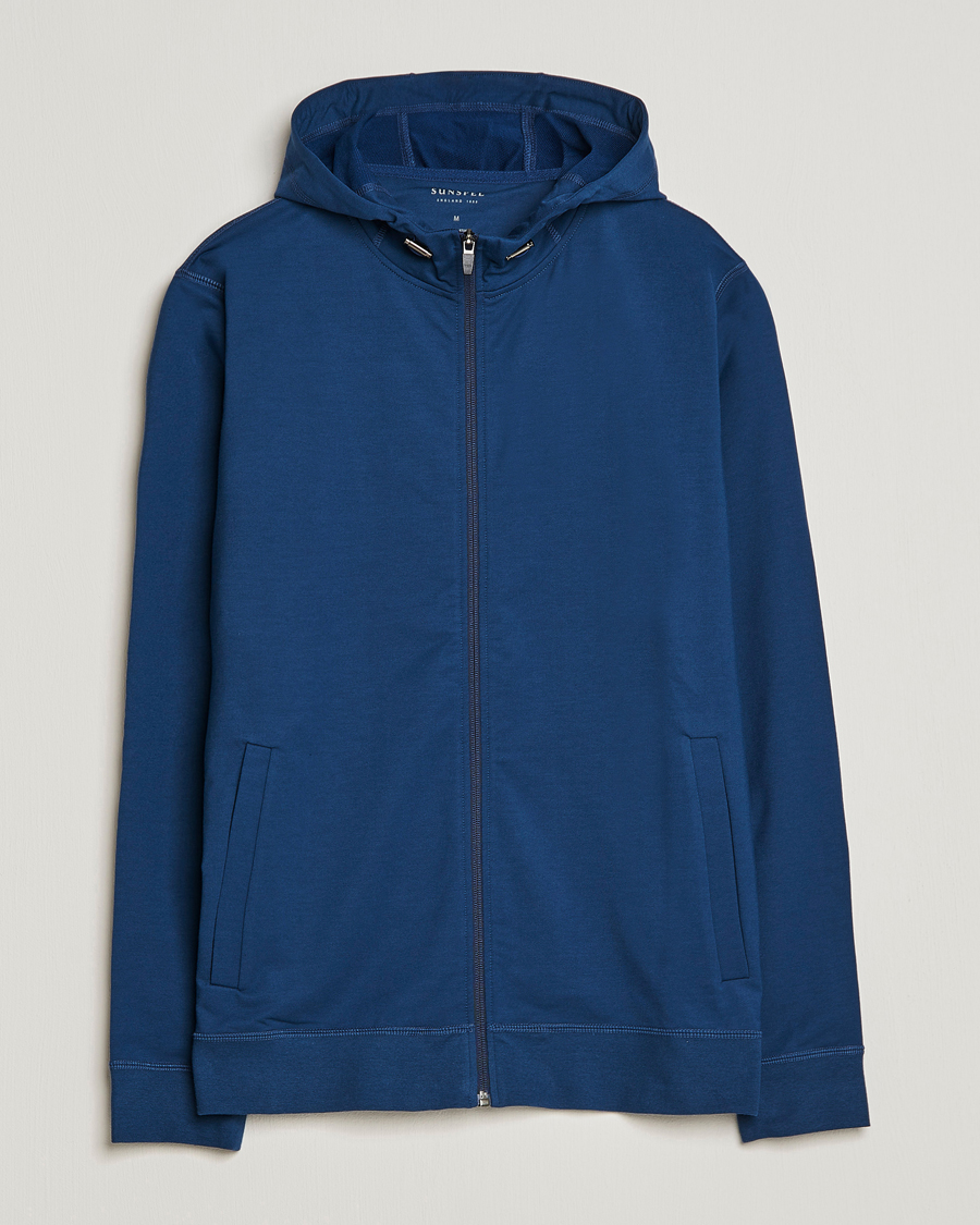 Homme | Pulls Et Tricots | Sunspel | Active Full Zip Hood Navy