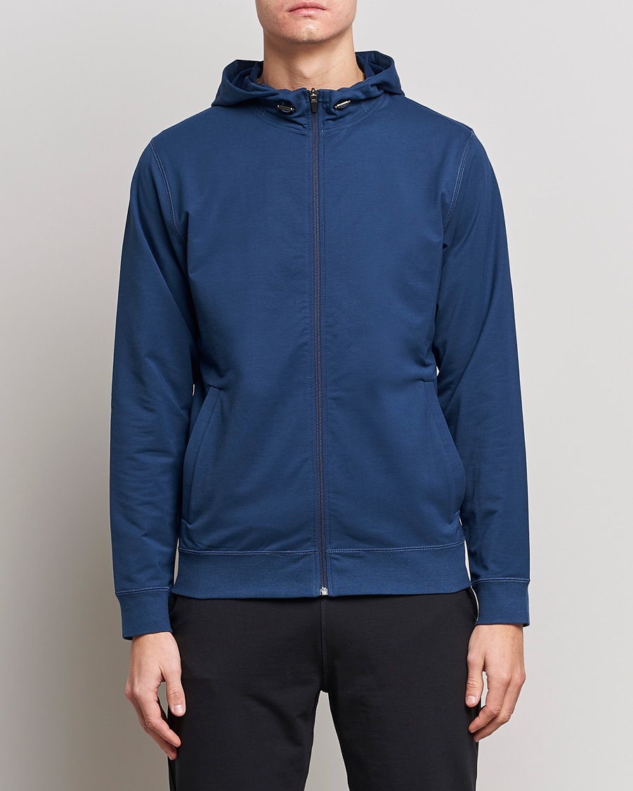 Homme | Pulls Et Tricots | Sunspel | Active Full Zip Hood Navy