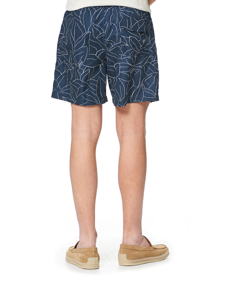 Homme | Maillots De Bain | Brioni | Foliage Print Swim Trunks Navy