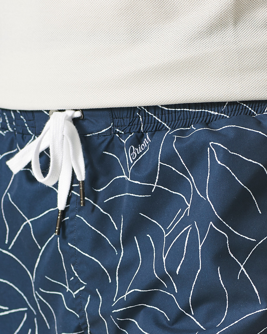 Homme | Maillots De Bain | Brioni | Foliage Print Swim Trunks Navy