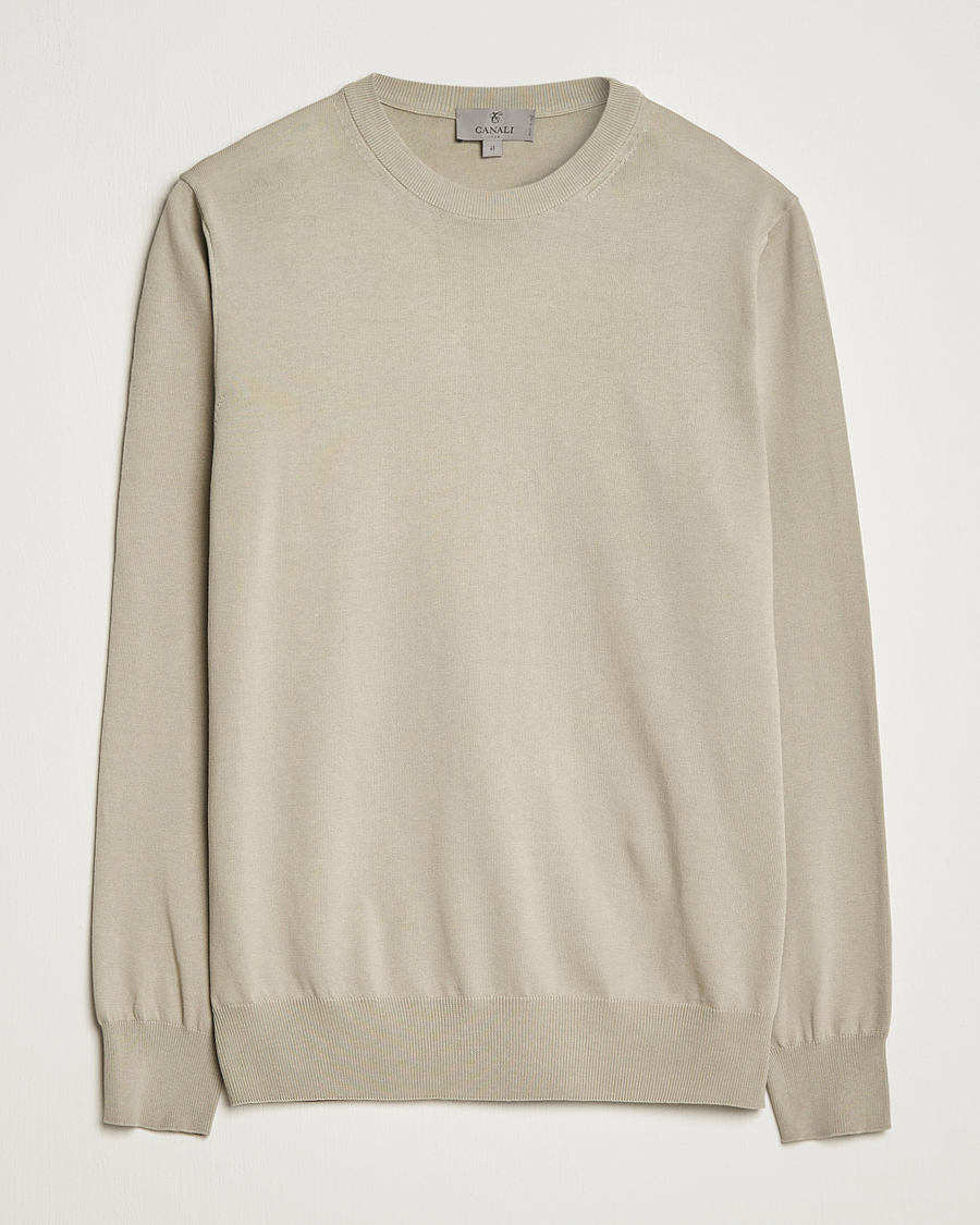Homme | Pulls Et Tricots | Canali | Cotton Crew Neck Pullover Sage