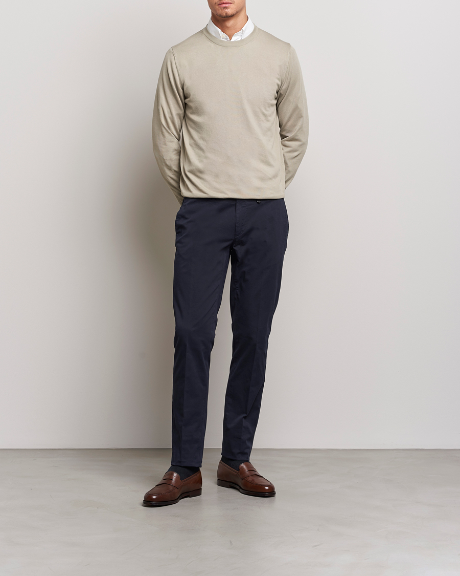Homme | Pulls Et Tricots | Canali | Cotton Crew Neck Pullover Sage
