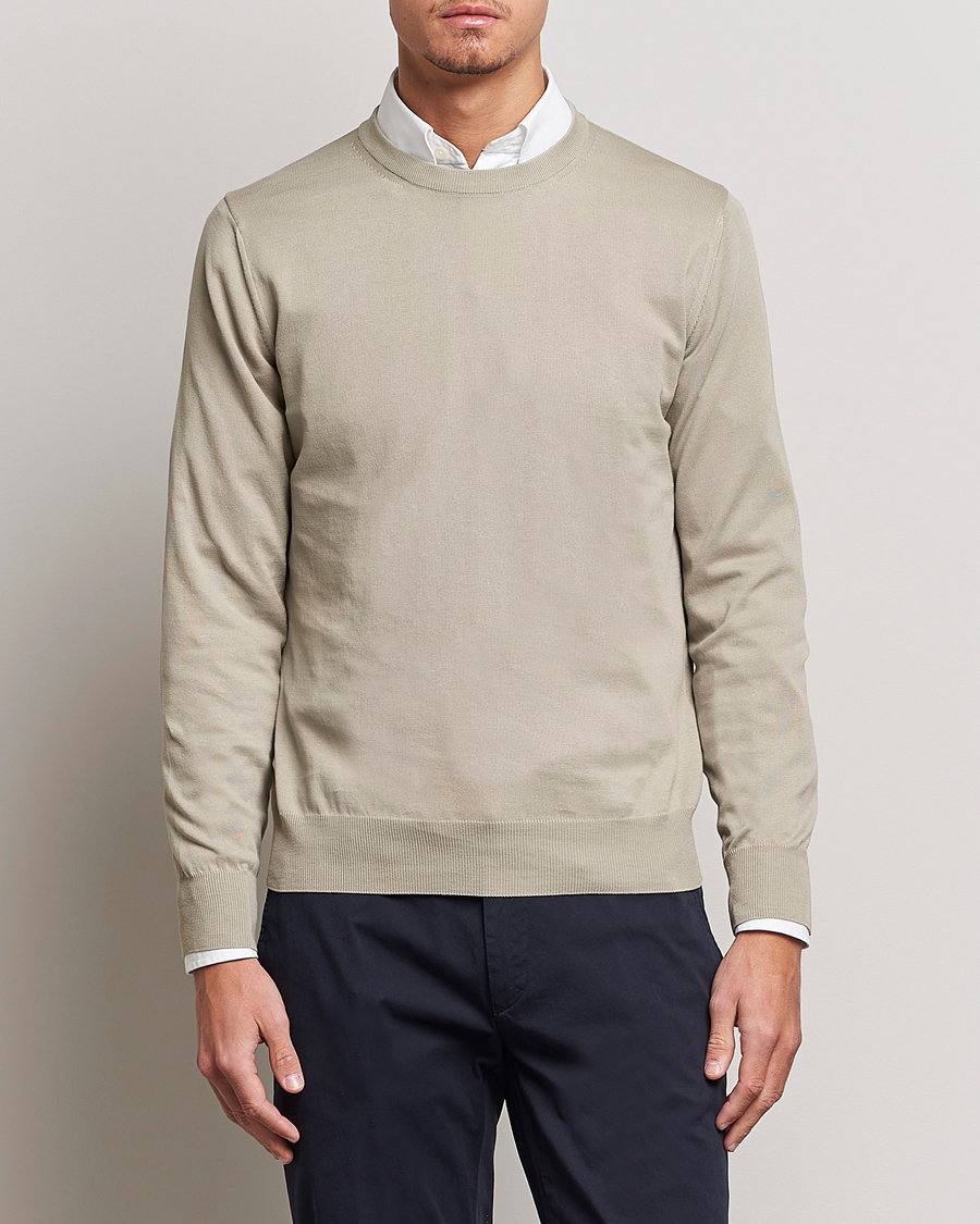 Homme | Pulls Et Tricots | Canali | Cotton Crew Neck Pullover Sage
