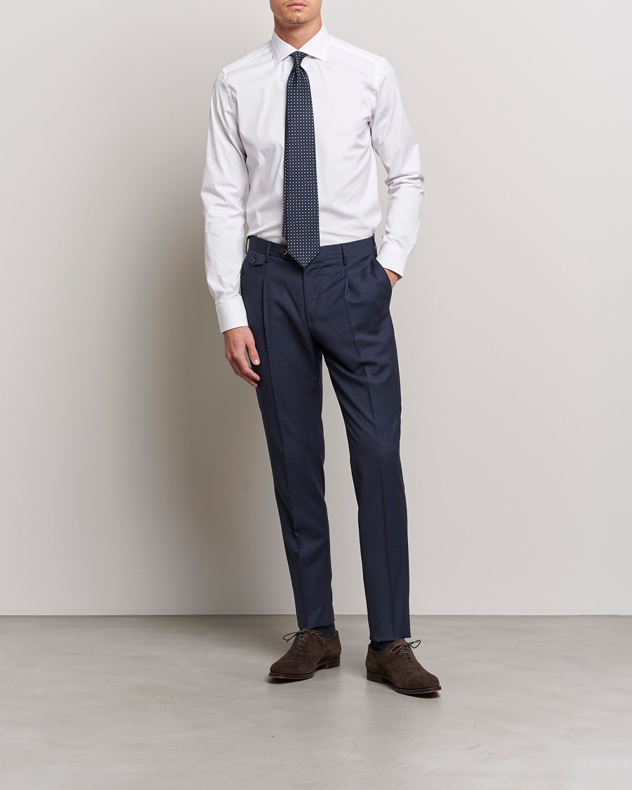 Homme | Chemises D'Affaires | Canali | Slim Fit Cotton/Stretch Shirt White