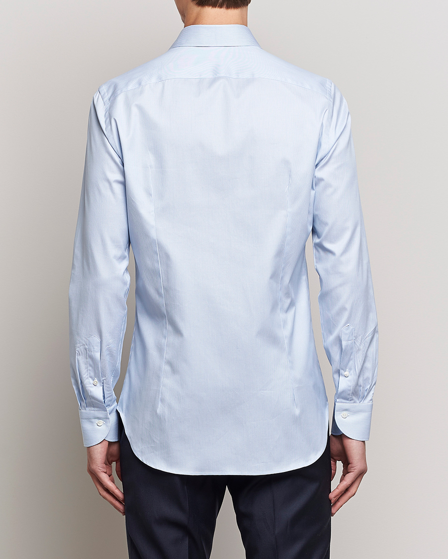 Homme | Chemises | Canali | Slim Fit Striped Cotton Shirt Light Blue