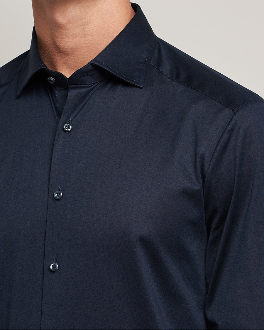 Homme | Chemises | Stenströms | Slimline Jersey Button Down Shirt Navy