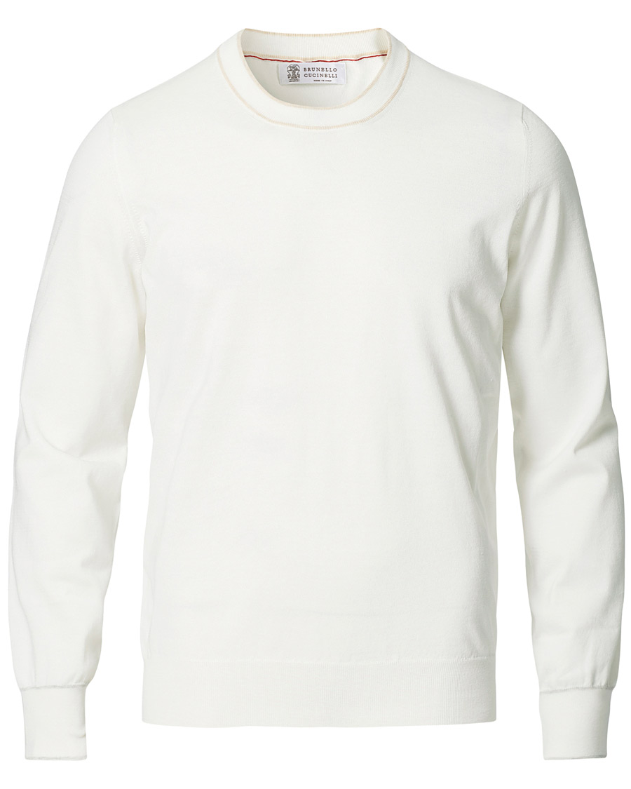 Homme | Pulls Et Tricots | Brunello Cucinelli | Contrast Collar Crew Neck Sweater Panama