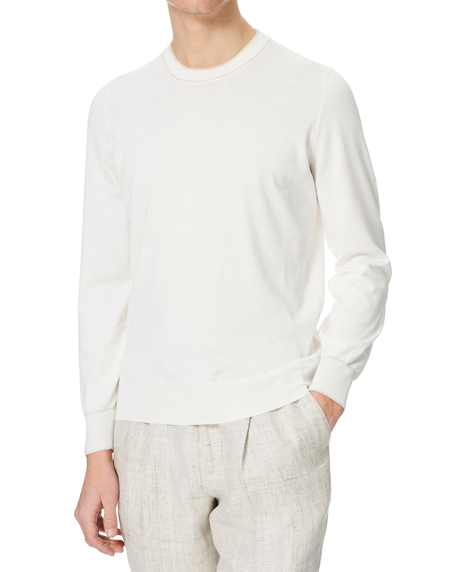 Homme | Pulls Et Tricots | Brunello Cucinelli | Contrast Collar Crew Neck Sweater Panama