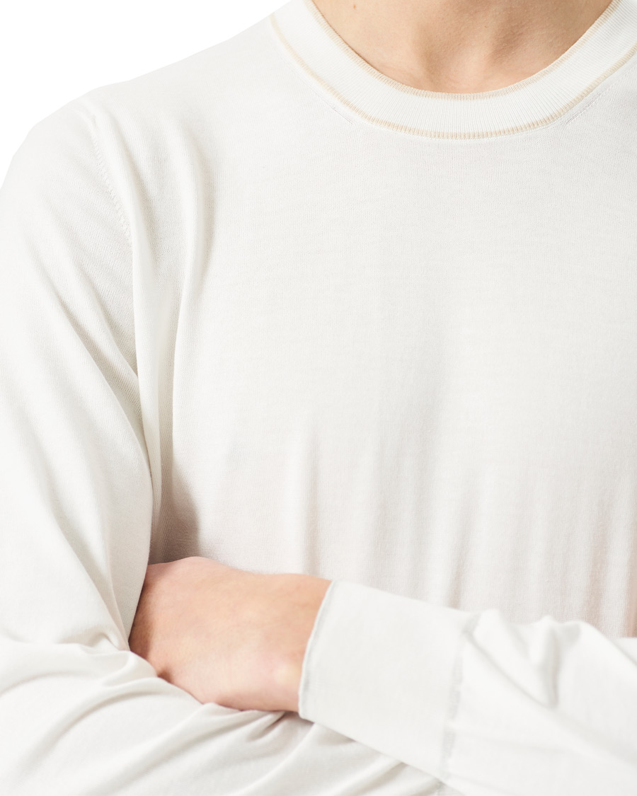 Homme | Pulls Et Tricots | Brunello Cucinelli | Contrast Collar Crew Neck Sweater Panama