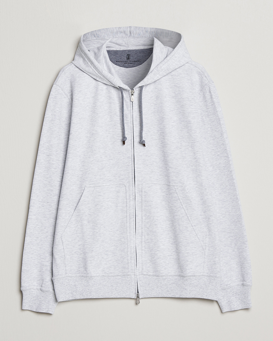 Homme | Pulls Et Tricots | Brunello Cucinelli | Soft Cotton Zip Hoodie Pearl Grey