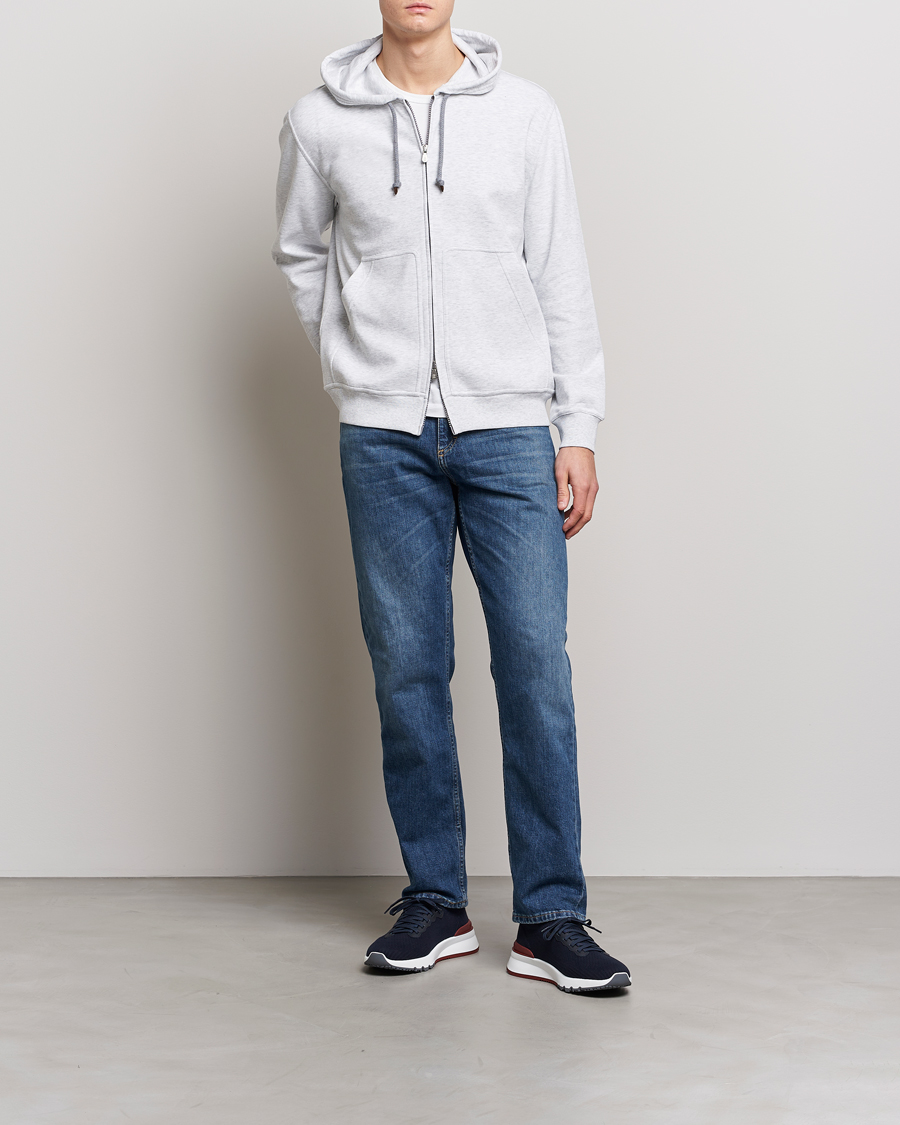 Homme | Pulls Et Tricots | Brunello Cucinelli | Soft Cotton Zip Hoodie Pearl Grey