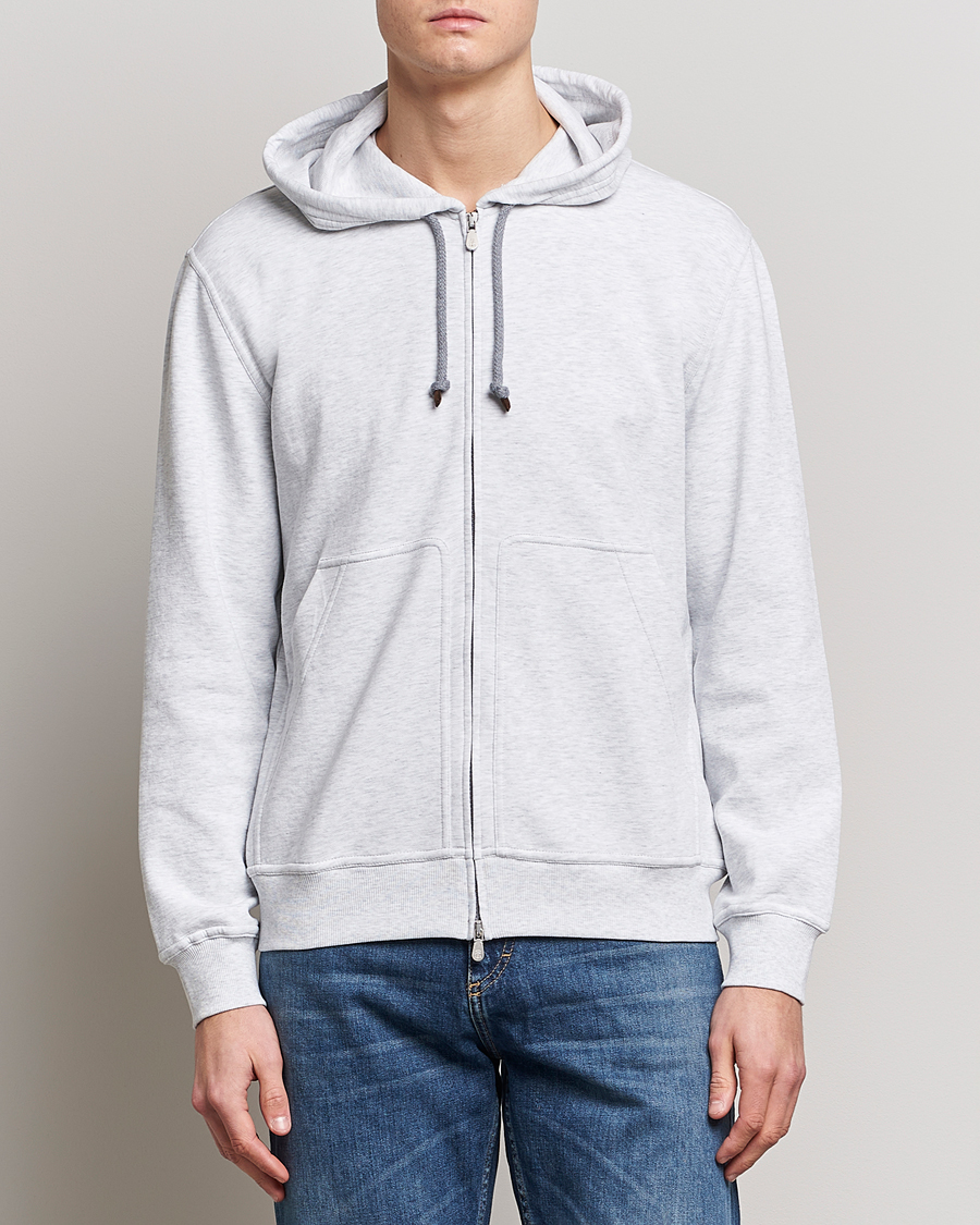 Homme | Pulls Et Tricots | Brunello Cucinelli | Soft Cotton Zip Hoodie Pearl Grey