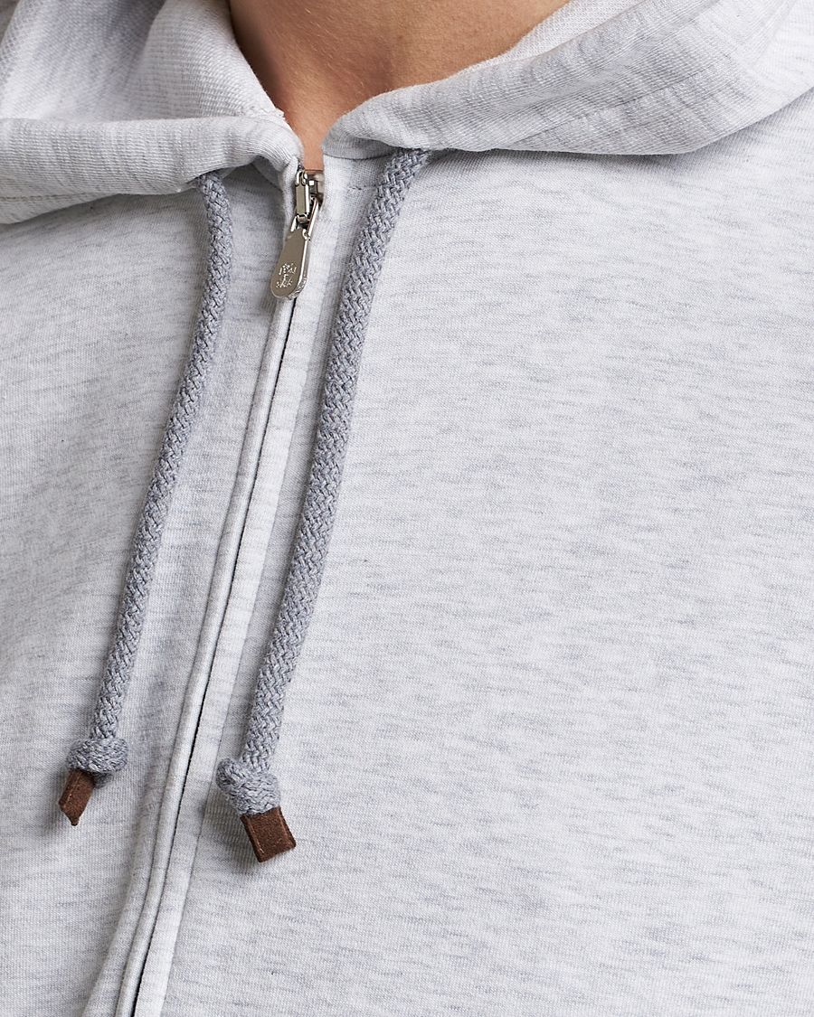 Homme | Pulls Et Tricots | Brunello Cucinelli | Soft Cotton Zip Hoodie Pearl Grey