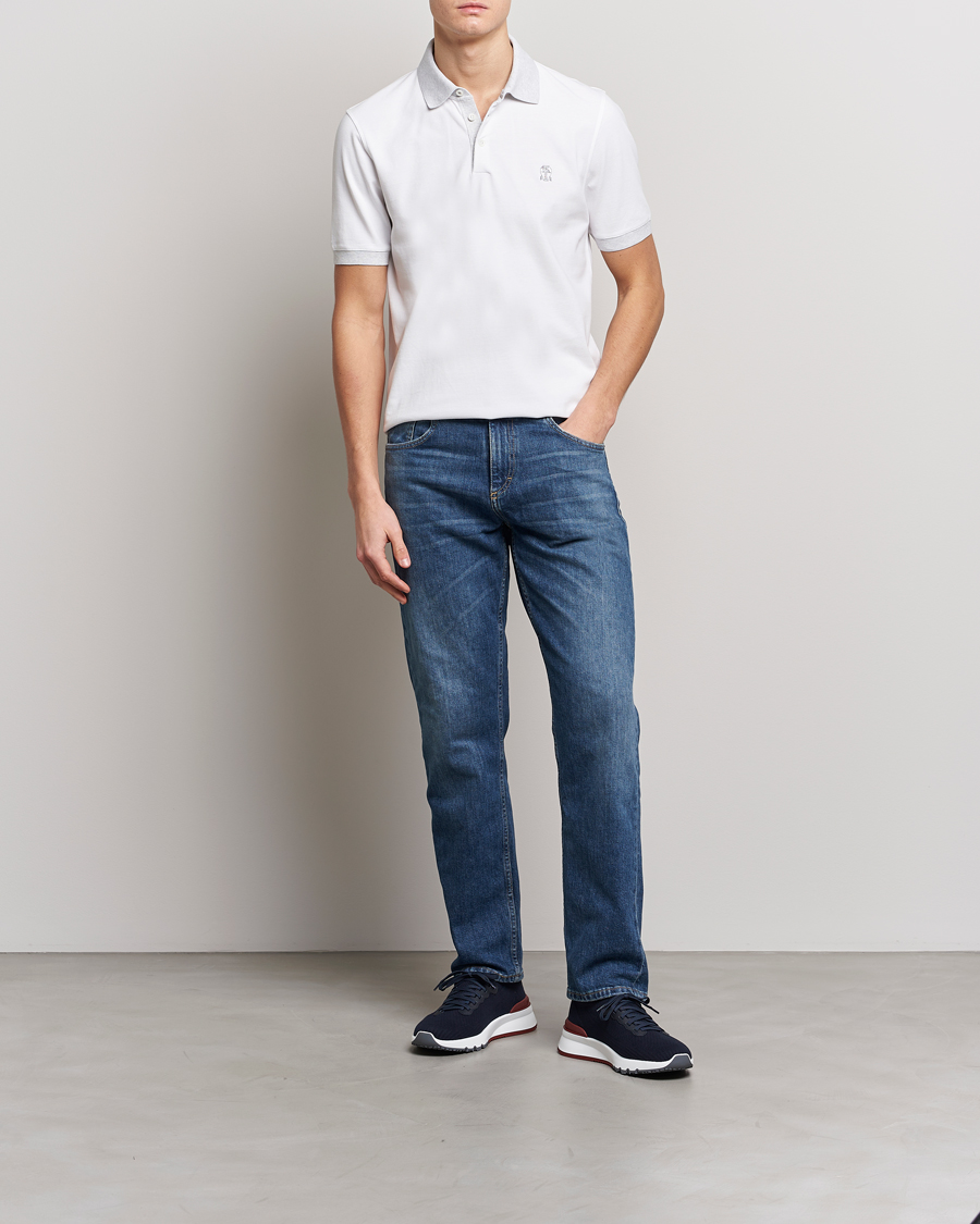Homme | Polos | Brunello Cucinelli | Short Sleeve Polo Piquet White
