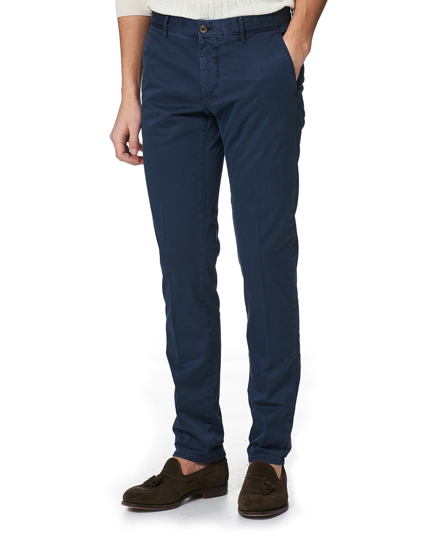 Homme | Pantalons | Incotex | Slim Fit Garment Dyed Slacks Navy