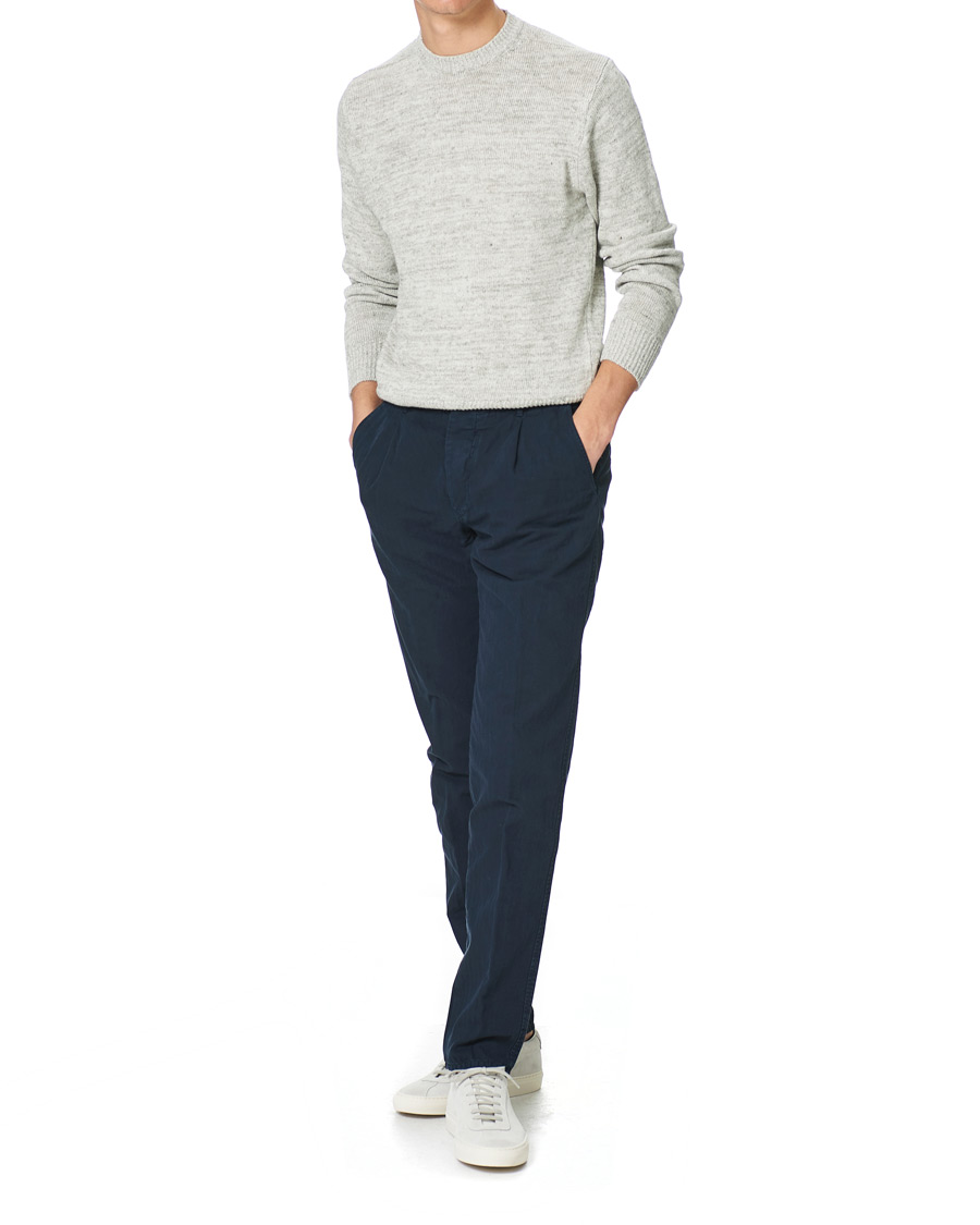 Homme | Pantalons | Incotex | Tapered Fit Cotton Trousers Navy