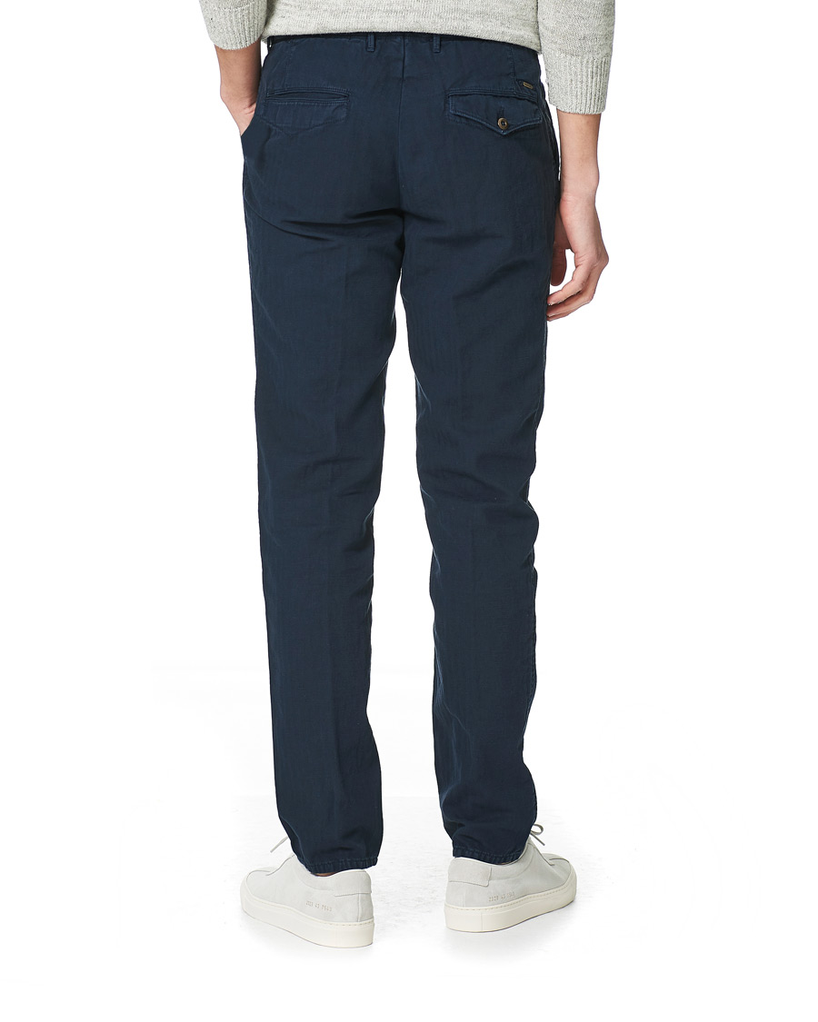 Homme | Pantalons | Incotex | Tapered Fit Cotton Trousers Navy