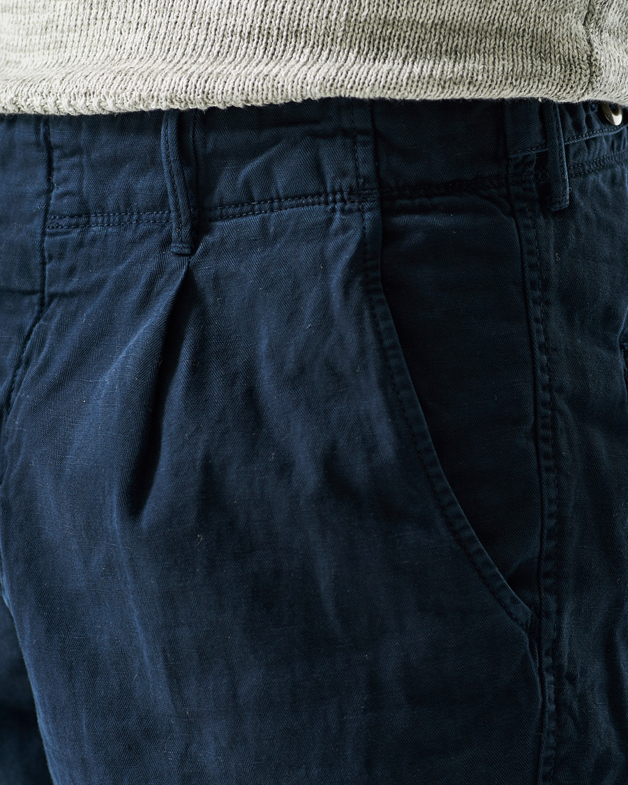 Homme | Pantalons | Incotex | Tapered Fit Cotton Trousers Navy