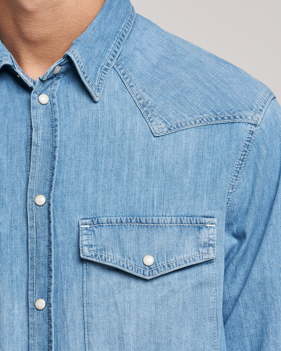 Homme | Chemises | J.Lindeberg | Carson Western Denim Shirt Bleached Denim