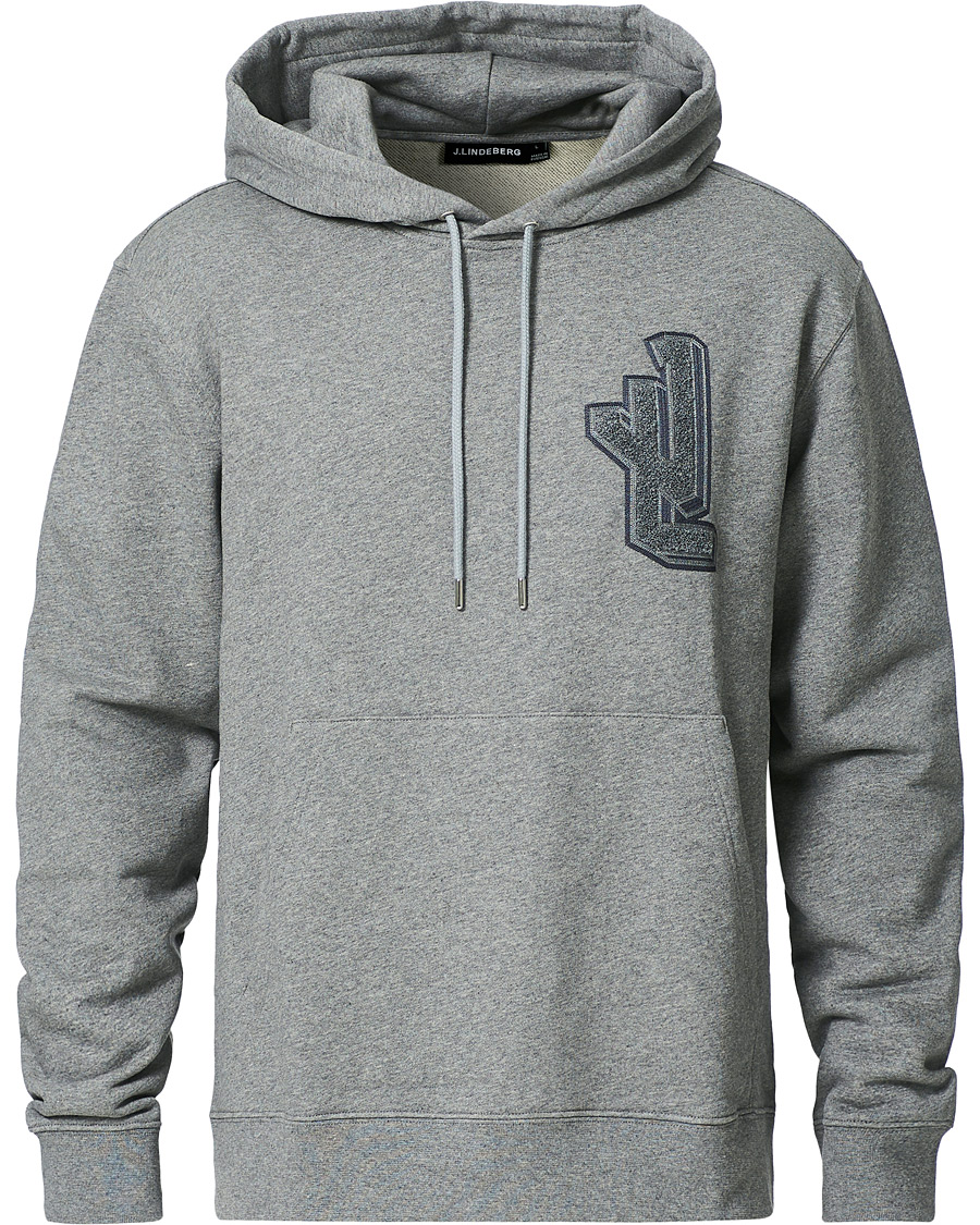Homme | Pulls Et Tricots | J.Lindeberg | Tony Patch Hoodie Mid Grey Melange