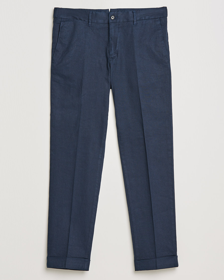 Homme | Pantalons | J.Lindeberg | Grant Stretch Cotton/Linen Trousers Navy
