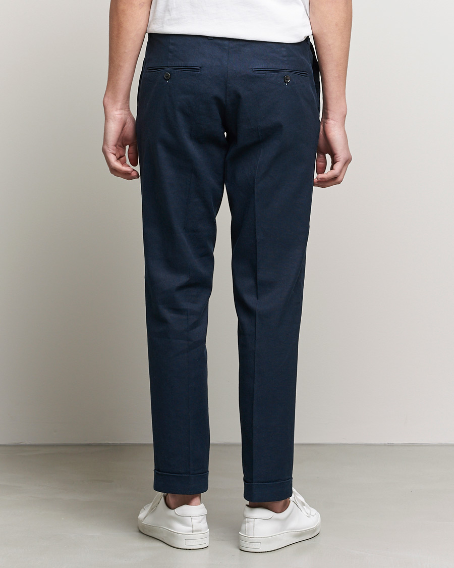 Homme | Pantalons | J.Lindeberg | Grant Stretch Cotton/Linen Trousers Navy