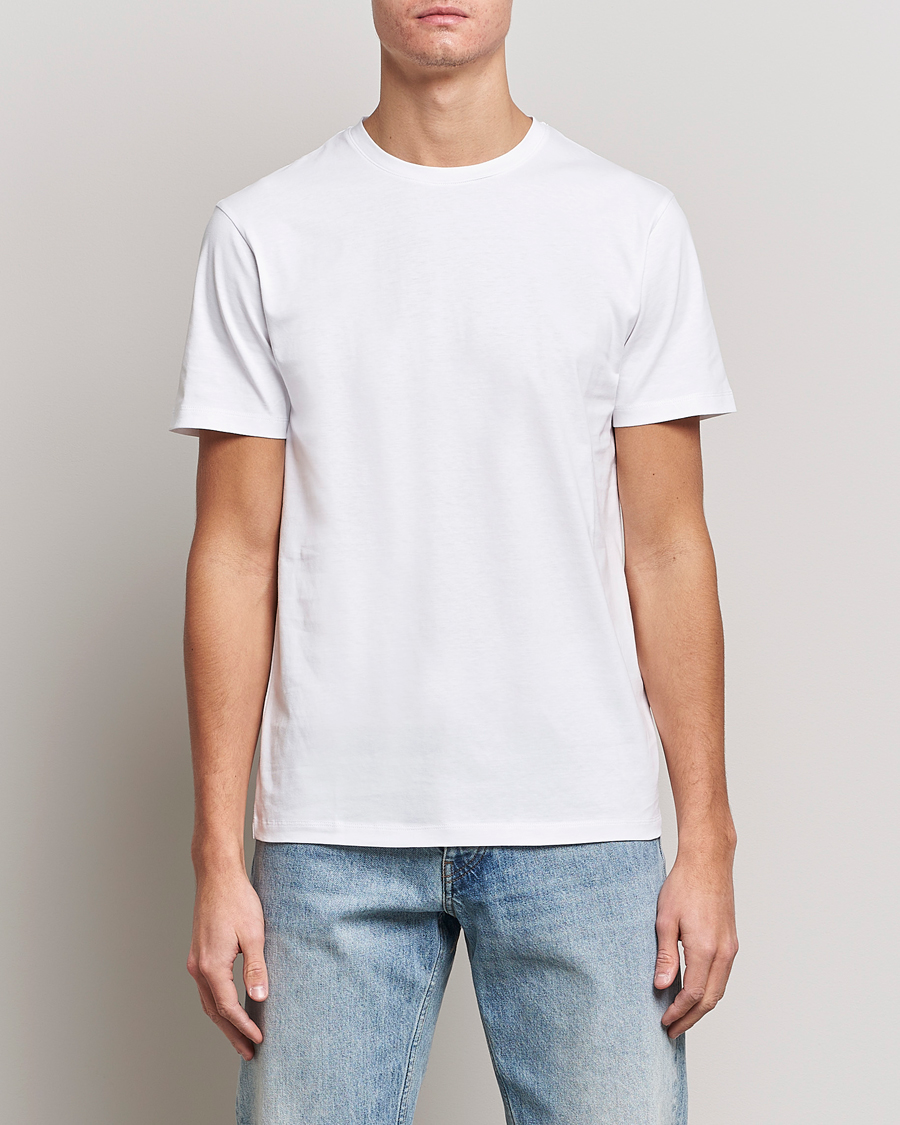 Homme | T-Shirts Blancs | J.Lindeberg | Sid Cotton Crew Neck Tee White
