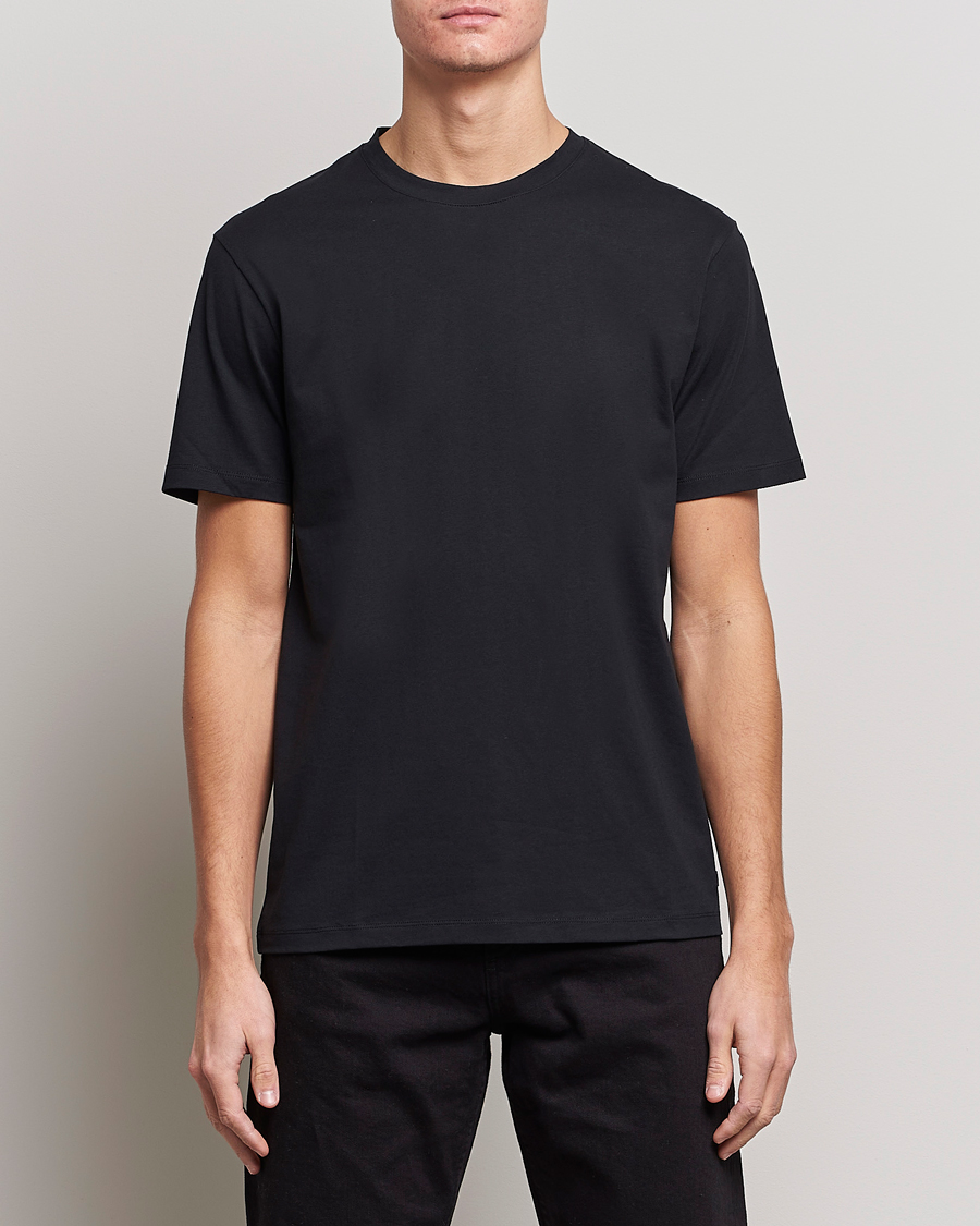 Homme | T-Shirts Noirs | J.Lindeberg | Sid Cotton Crew Neck Tee Black