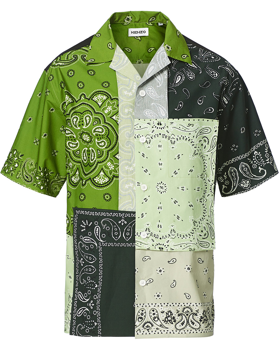 Homme | Chemises | KENZO | Patchwork Short Sleeves Shirt Green