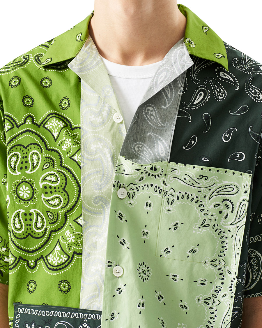 Homme | Chemises | KENZO | Patchwork Short Sleeves Shirt Green