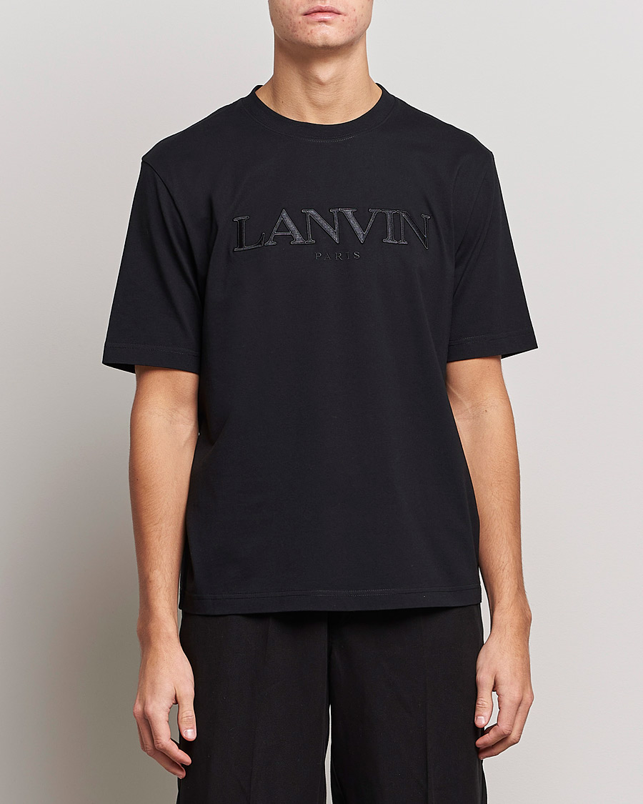 Homme | T-shirts | Lanvin | Embroidered Tonal Logo T-Shirt Black