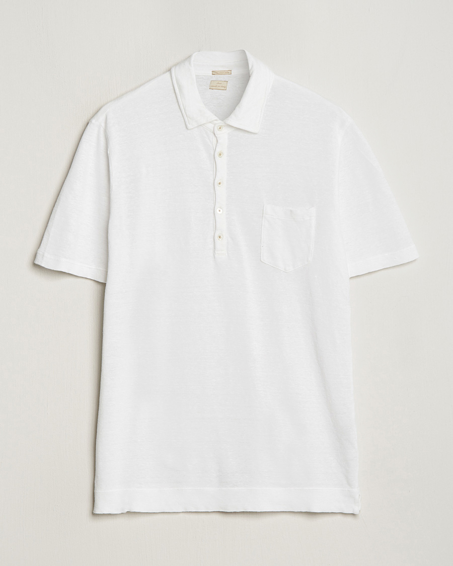 Homme | Polos | Massimo Alba | Wembley Linen Polo White