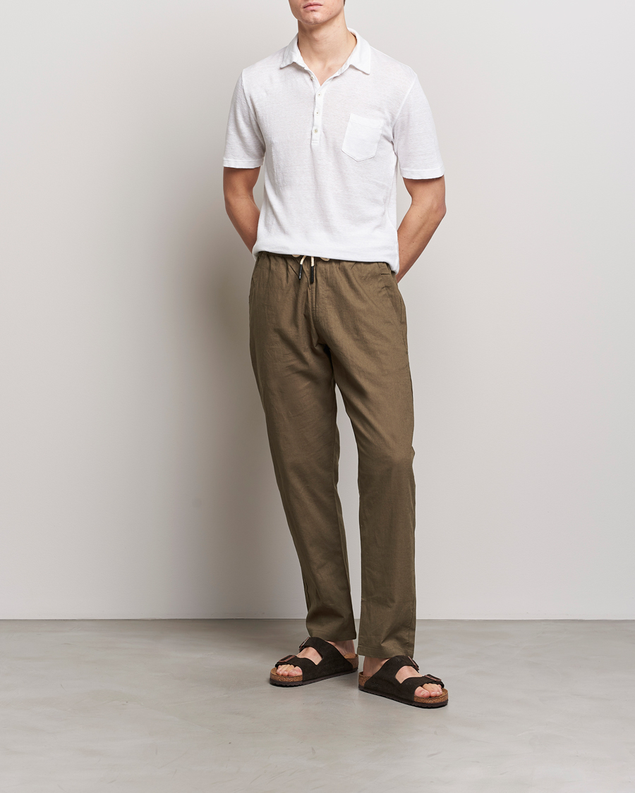 Homme | Polos | Massimo Alba | Wembley Linen Polo White