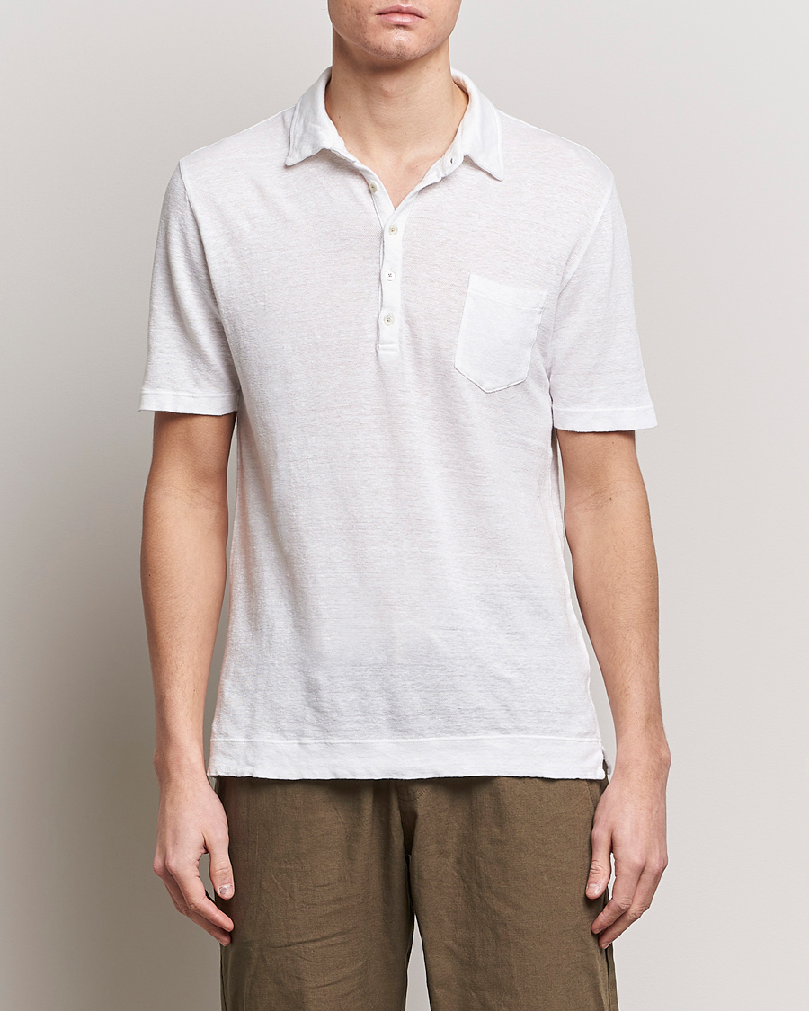 Homme | Polos | Massimo Alba | Wembley Linen Polo White