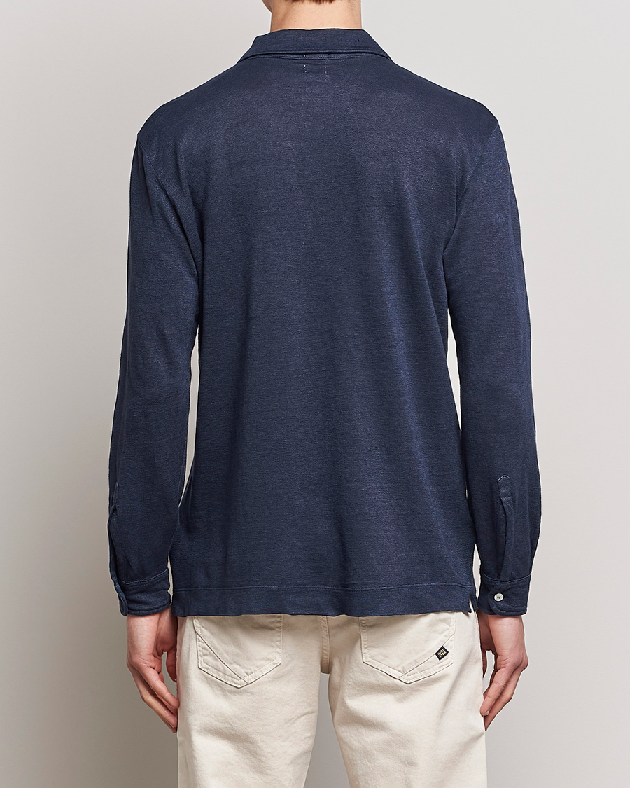 Homme | Pulls Et Tricots | Massimo Alba | Raya Long Sleeve Linen Polo Navy