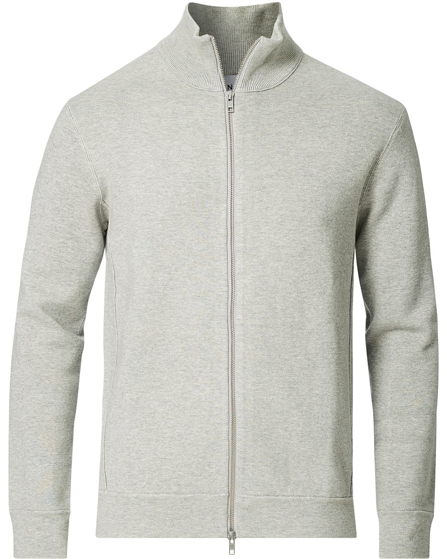 Homme | Pulls Et Tricots | NN07 | Luis Knitted Full-Zip Sweater Light Grey Melange