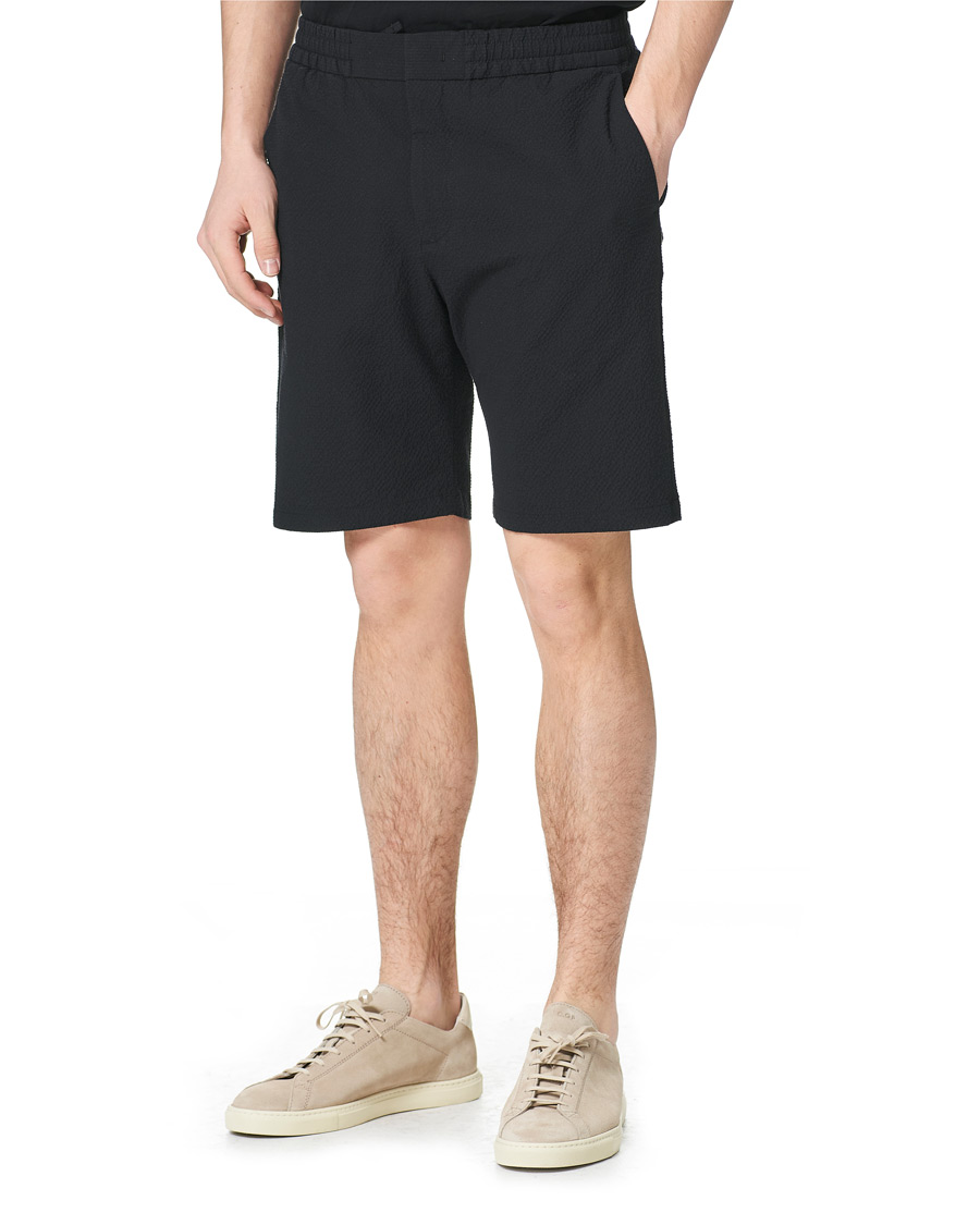 Homme | Shorts | NN07 | Foss Seersucker Drawstring Shorts Black