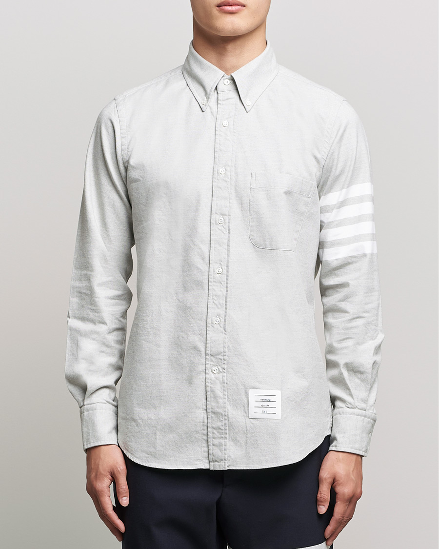Homme | Chemises | Thom Browne | 4 Bar Flannel Shirt Light Grey