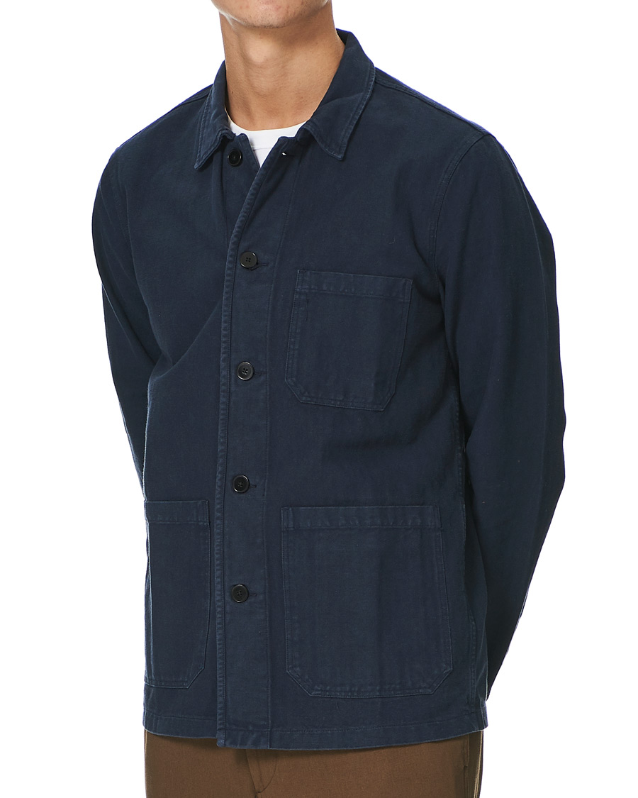 Homme | Chemises | A Day's March | Original Herringbone Overshirt Navy