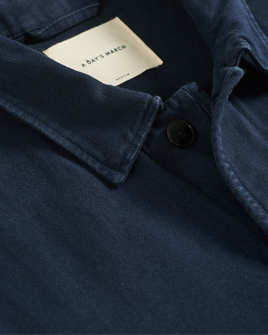Homme | Chemises | A Day's March | Original Herringbone Overshirt Navy